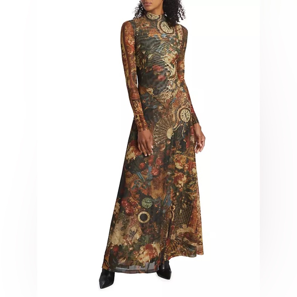 Ronny Kobo Ember Abstract Maxi Dress size M